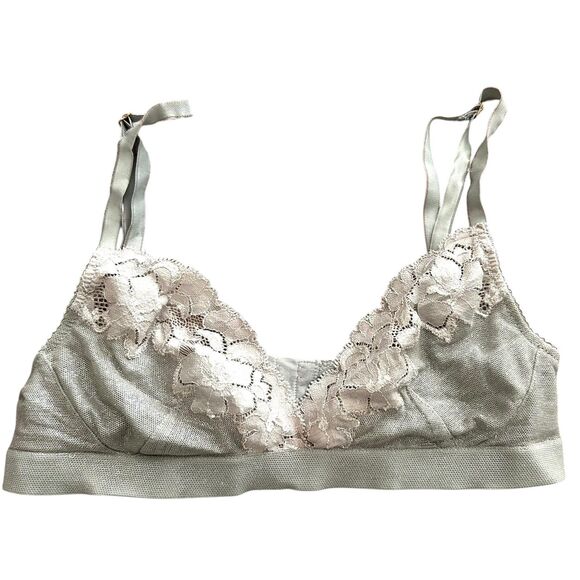 DOLCE & GABBANA Mesh Floral Lace Bra Light Blue Sz 34 - Picture 1 of 5